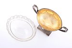 candy-bowl, silver, 830 standard, silver weight 233.15 g, gilding, with glass insert, h 14 cm, 1913,...