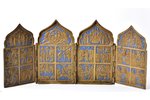 icon with foldable side flaps, Great Feasts, copper alloy, 1-color enamel, Russia, the 19th cent., 1...