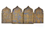icon with foldable side flaps, Great Feasts, copper alloy, 1-color enamel, Russia, the 19th cent., 1...
