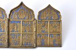 icon with foldable side flaps, Great Feasts, copper alloy, 1-color enamel, Russia, the 19th cent., 1...