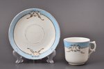 coffee pair, porcelain, M.S. Kuznetsov manufactory, Riga (Latvia), Russia, 1890-1910, h (cup) 6.2 cm...
