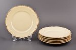 set of 6 plates, porcelain, Langebraun, Estonia, the 20-30ties of 20th cent., Ø 18.6 cm...