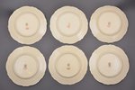 set of 6 plates, porcelain, Langebraun, Estonia, the 20-30ties of 20th cent., Ø 18.6 cm...