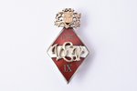 badge, VLV, Liepaja State Secondary School, 9th graduation, silver, Latvia, 1930, 42.92 x 24.4 mm, 1...