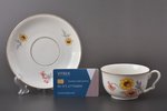 tea pair, porcelain, Langebraun, Estonia, the 20-30ties of 20th cent., h (cup) 5.3 cm, Ø (saucer) 14...