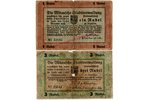 1 ruble, 3 rubles, banknote, Jelgava City Council, 1915, Latvia, VG...