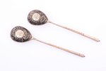 pair of teaspoons, silver, 84 standard, total weight of items 35.3 g, engraving, niello enamel, 13.2...