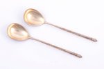 pair of teaspoons, silver, 84 standard, total weight of items 35.3 g, engraving, niello enamel, 13.2...