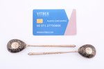 pair of teaspoons, silver, 84 standard, total weight of items 35.3 g, engraving, niello enamel, 13.2...