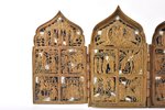 icon with foldable side flaps, Great Feasts, copper alloy, 2-color enamel, Russia, the 19th cent., 1...