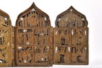 icon with foldable side flaps, Great Feasts, copper alloy, 2-color enamel, Russia, the 19th cent., 1...