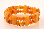 a bracelet, amber, 27.3 g., the diameter of the bracelet ~ 6.8 cm, bracele length ~ 22 cm (on elasti...