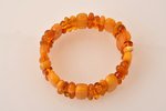 a bracelet, amber, 27.3 g., the diameter of the bracelet ~ 6.8 cm, bracele length ~ 22 cm (on elasti...