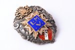 school badge, LMV, Liepāja Secondary Art School, silver, enamel, 875 standard, Latvia, 1938, 42 x 32...