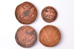 set of 4 coins, 1759-1773, copper, Russia, total weight 173.3 g...