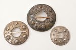 a set, 3 saktas, metal, the item's dimensions Ø 10.7 / 9 / 7.3 cm, the 50ies of 20th cent., Latvia...