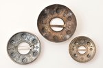 a set, 3 saktas, metal, the item's dimensions Ø 10.7 / 9 / 7.3 cm, the 50ies of 20th cent., Latvia...