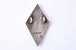 badge, BDBS, Bulduri Gardening School, silver, 875 standard, Latvia, USSR, 1944, 29.5 x 16.5 mm, 3.3...