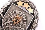 badge, Senior Officer courses, with gold detail and stars ("KV" with restoration), silver, Latvia, 2...