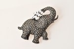 a brooch, Elephant, silver, marcasites, 925 standard, 20 g., the item's dimensions 5.2 x 4.7 cm...