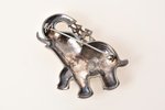 a brooch, Elephant, silver, marcasites, 925 standard, 20 g., the item's dimensions 5.2 x 4.7 cm...