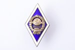 university rhombus, general educational institution, coat of arms with 11 ribbons, silver, USSR, 40i...
