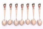 set of 7 baby spoons, german silver, USSR, 14.2 - 14.4 cm...