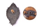 badge, RVT, the State Technical college of Riga, silver, Latvia, 20-30ies of 20th cent., 29 x 17.3 m...