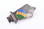 badge, RVT, the State Technical college of Riga, silver, Latvia, 20-30ies of 20th cent., 27.3 x 12.8...