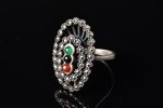 a set, a ring, earrings, a pendant, silver, 925 standard, 22.76 g., the size of the ring 18, full he...