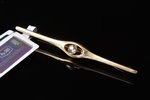 a tie clasp, gold, 585 standard, 1.7 g., the item's dimensions 5 x 0.6 cm, diamond, 1906-1953, Nethe...