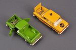 set of 2 car models: Moskvitch pickup, Moskvitch 412 "Militia", metal, USSR, the 80-90ies of 20th ce...