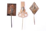 set of badges, 3 pcs., Sports festival in Riga, Latvia, 1927-1939...