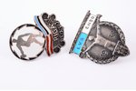 set of badges, 2 pcs., sports, silver, 875 standard, Latvia, Estonia, 1938-1939, 24 x 18.2 / 23.8 x...