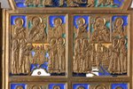 icon with foldable side flaps, Great Feasts, copper alloy, 6-color enamel, Russia, the 19th cent., 1...