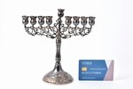 candlestick, silver, Hanukkah menorah, Judaica, 925S standard, 128.35 g, h 17.3 cm, Hazorfim, the 20...
