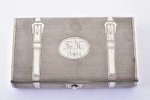 snuff-box, silver, 84 standard, 204.10 g, engraving, gilding, 6.9 x 12 x 2.8 cm, 1880-1890, St. Pete...