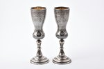 pair of flutes, silver, 84 standard, total weight of items 258.55 g, engraving, niello enamel, h 17....