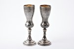 pair of flutes, silver, 84 standard, total weight of items 258.55 g, engraving, niello enamel, h 17....