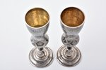 pair of flutes, silver, 84 standard, total weight of items 258.55 g, engraving, niello enamel, h 17....