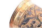 beaker, silver, 84 standard, 35.6 g, engraving, niello enamel, gilding, h 5 cm, 1840, Moscow, Russia...