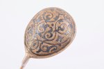 spoon, silver, 84 standard, 39.8 g, niello enamel, 15.4 cm, the middle of the 19th cent., Moscow, Ru...