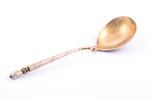 spoon, silver, 84 standard, 39.8 g, niello enamel, 15.4 cm, the middle of the 19th cent., Moscow, Ru...