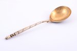 spoon, silver, 84 standard, 37 g, niello enamel, 15.6 cm, the middle of the 19th cent., Moscow, Russ...