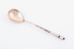 coffee spoon, silver, 84 standard, 12.5 g, niello enamel, 10 cm, 1908-1917, Moscow, Russia...