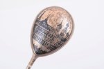 coffee spoon, silver, 84 standard, 12.5 g, niello enamel, 10 cm, 1908-1917, Moscow, Russia...