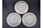 set of 5 plates, "Roses", porcelain, M.S. Kuznetsov manufactory, Latvia, 1920-1933, Ø 24.2 cm, marke...