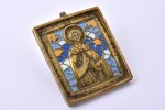 icon, Saint martyr Varus, copper alloy, 4-color enamel, Russia, the 19th cent., 6.1 x 5.2 x 0.5 cm,...