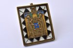 icon, Saint Zosima and Savvatiy of Solovki, copper alloy, 6-color enamel, Russia, the border of the...