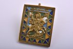 icon, Holy Great Martyr George, the Miracle of St George and the Dragon, copper alloy, 5-color ename...